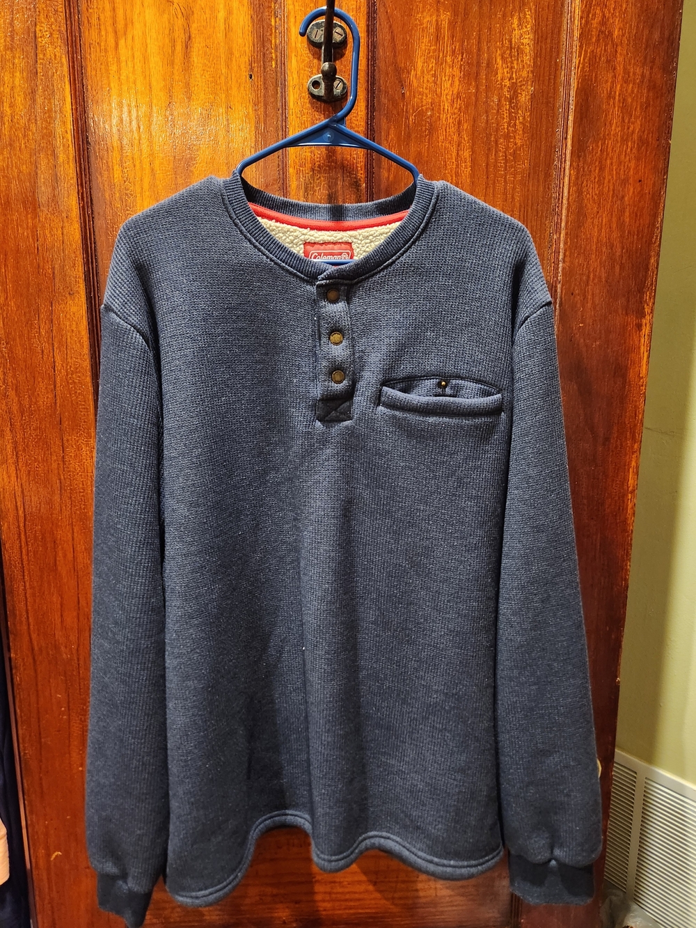 EUC Coleman XXL Navy Blue Henley Thermal Pullover